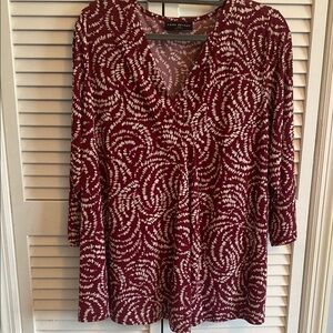 Lane Bryant Red and White V-Neck Blouse